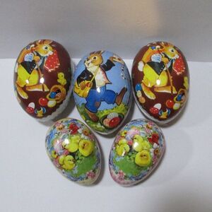 Easter bunny paper mache eggs yellow chicks spring design Nestler Germany lot 5